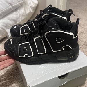 Nike Kids Black and White Air More Uptempo Sneakers